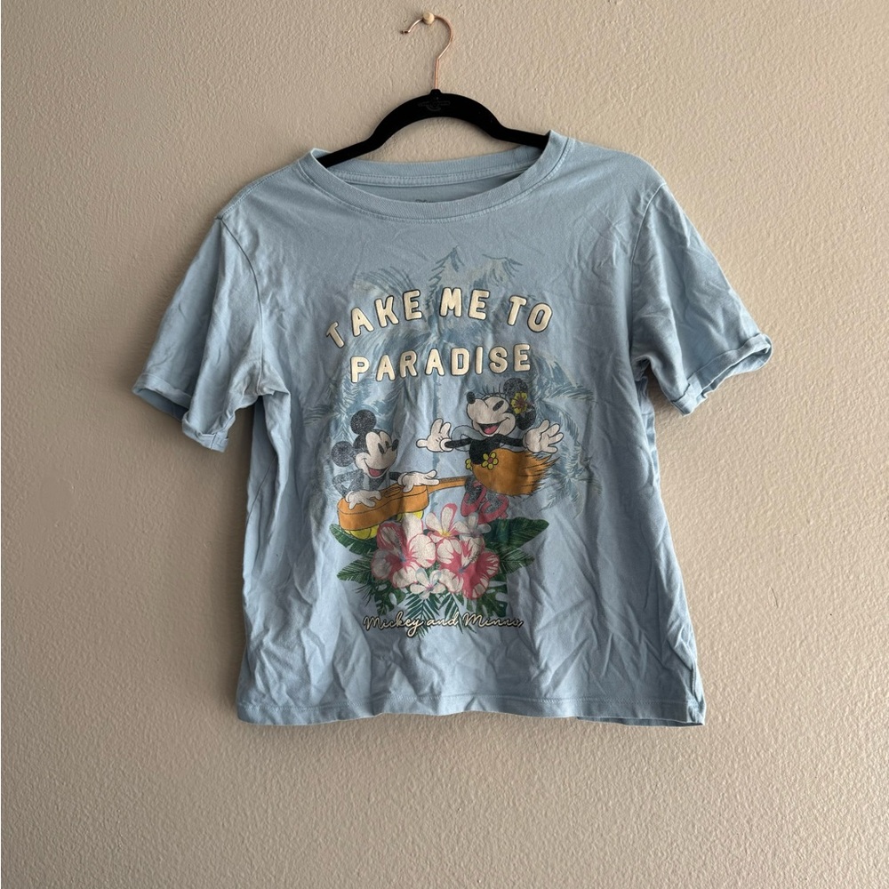 Disney Take Me To Paradise Muted Blue Graphic T-shirt - Size Medium